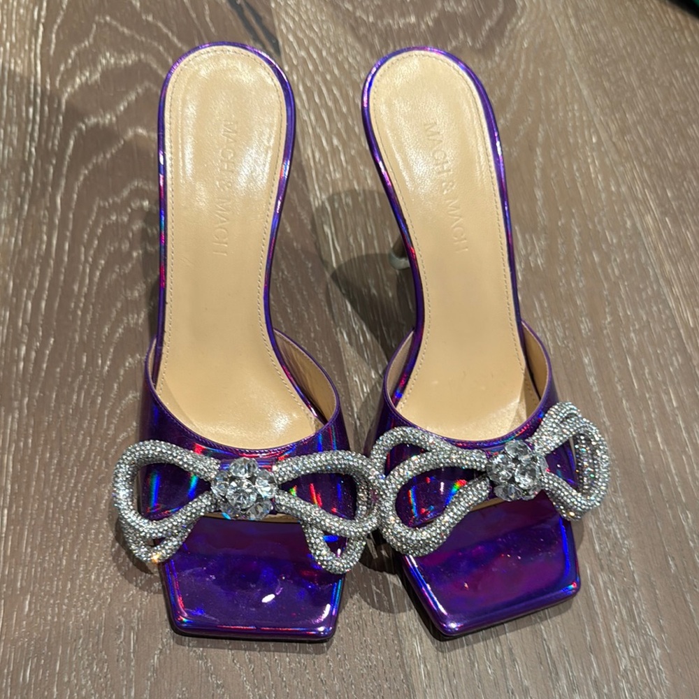 Elegant Purple Heels with Rhinestone Bow